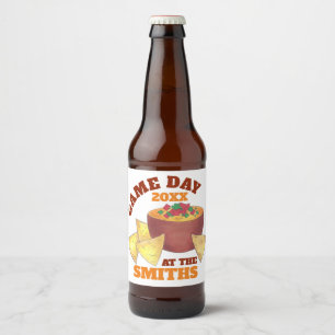 Big Football Game Tailgate Party Chips Käsedip Bierflaschenetikett