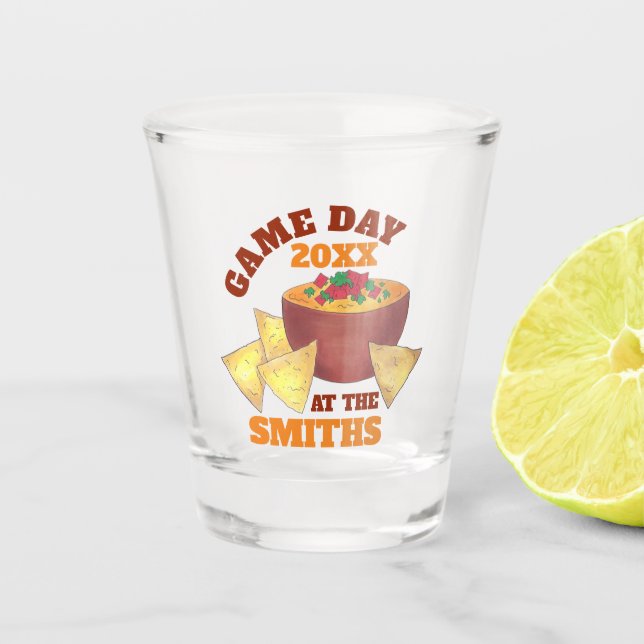Big Football Game Tailgate Party Chips Käsedip Schnapsglas (Vorderseite)