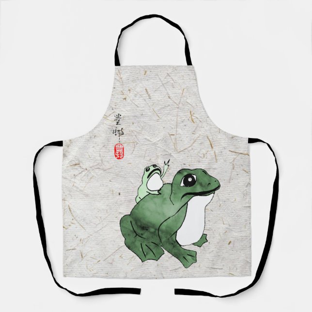 Big Frog Little Japanischer Frog Toad 19. Jahrhund Schürze (Vorderseite)