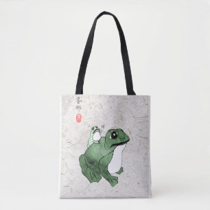 Big Frog Little Japanischer Frog Toad 19. Jahrhund Tasche