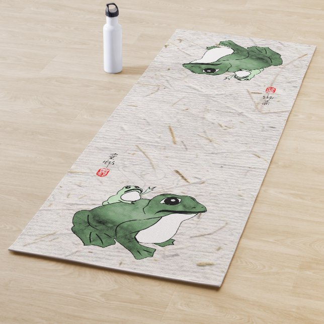 Big Frog Little Japanischer Frog Toad 19. Jahrhund Yogamatte (Beispiel)