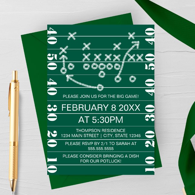 Big Game Football Play Diagram Party Invitation Einladung (Von Creator hochgeladen)