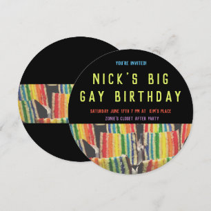 Big Gay Anniversaire Rainbow Cake Invitation