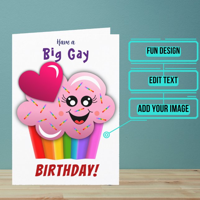 Big Gay Pastry Geburtstag Karte (Wish a very Happy Birth - gay to your favorite human with this LGBTQ+ inspired birthday card. )
