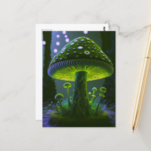 Big Glowy Mushroom - Green & Indigo Postkarte
