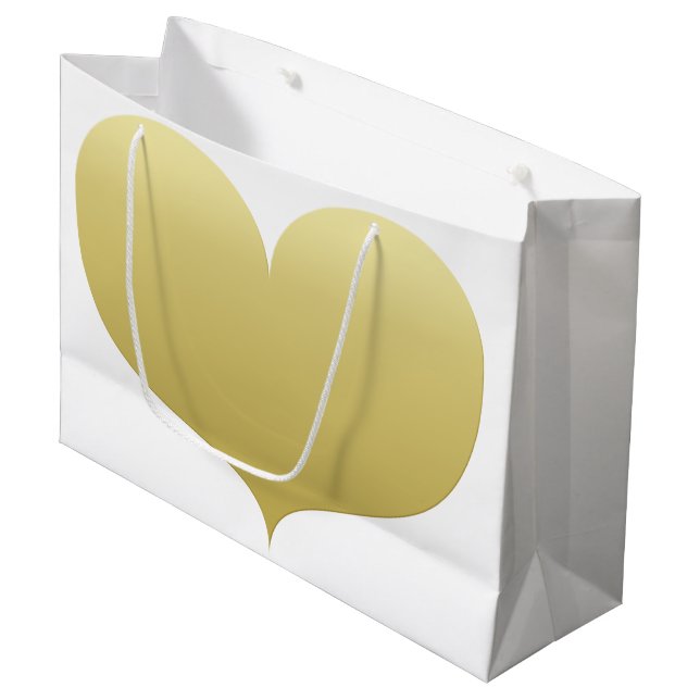 Big Gold Heart | Romantische Geschenktasche Große Geschenktüte (Vorderseite Schrägansicht)