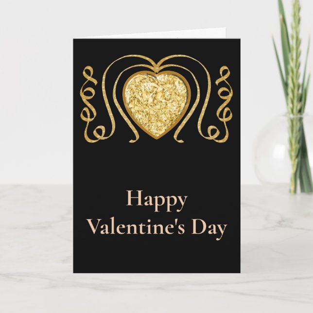 Big Gold Heart Valentine Familiengrüße Karte (Vorderseite)