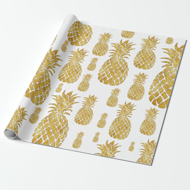 big golden pineapples pattern geschenkpapier (Ungerollt)