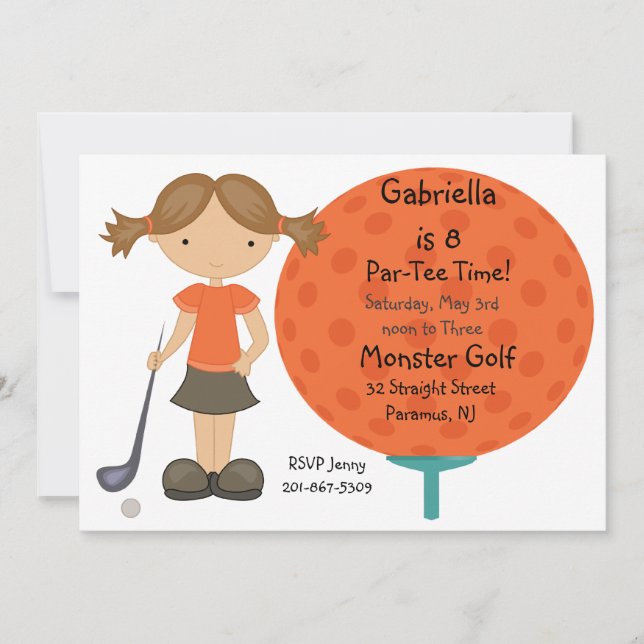 Big Golf Ball Girls Party Einladung (Vorderseite)