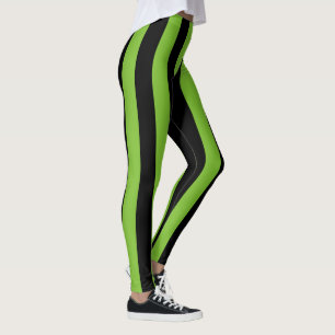 Big Green Black Stripes Leggings