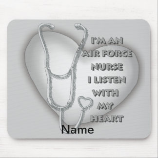 Big Grey Heart Air Force Nurse Mousepad