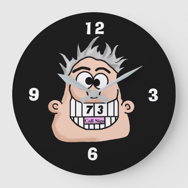 Big Grin Ham Radio Operator Wall Clock Große Wanduhr (Vorderseite)