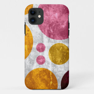 Big Grunge Retro Polka Dots Rosa Gelbbraun Case-Mate iPhone Hülle
