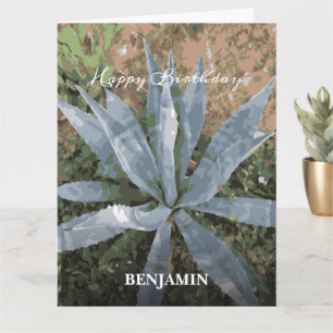 Big Happy Birthday Men Wasserfarbe Pflanze Custom Karte