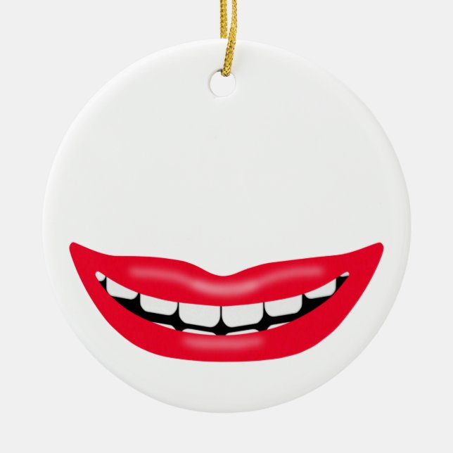 Big Happy lächeln Mund Keramik Ornament (Vorne)