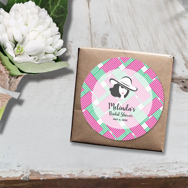 Big Hat Derby Brautparty Runder Aufkleber (Big hat Derby bridal shower 3" stickers (1-1/2" available, too))