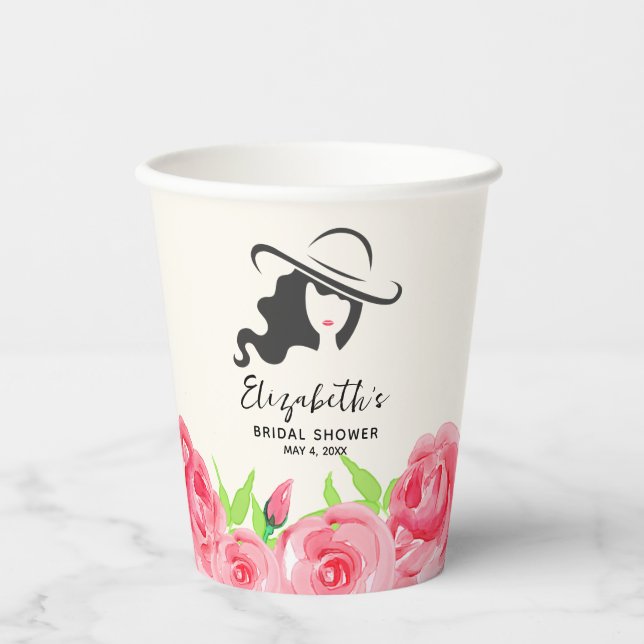 Big Hat Lady Rose Brautparty Pappbecher (Vorderseite)