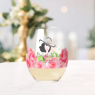 Big Hat Lady Rose Brautparty Weinglas Ohne Stiel