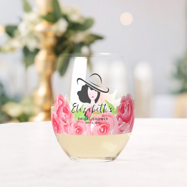 Big Hat Lady Rose Brautparty Weinglas Ohne Stiel (Insitu (Hochzeit))