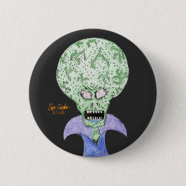 Big head alien sci-fi cartoon button