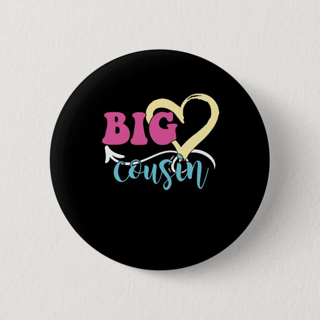 Big Heart Cousin Schwester Bruder Tante Onkel Gesc Button (Vorderseite)