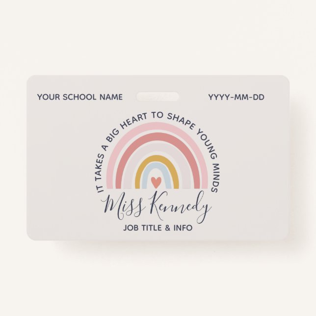 Big Heart to Shape Young Minds Teacher Ausweis (Vorderseite)