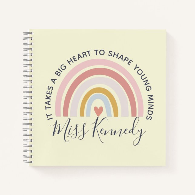 Big Heart zu formen junge Minds Lehrer rot pink Notizbuch (Vorderseite)