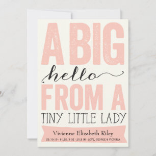 Big Hello Little Lady Baby Girl Geburtserklärung Ankündigung