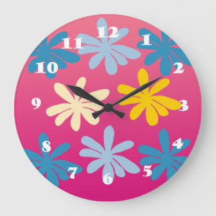 Big Hippie Blume Große Wanduhr