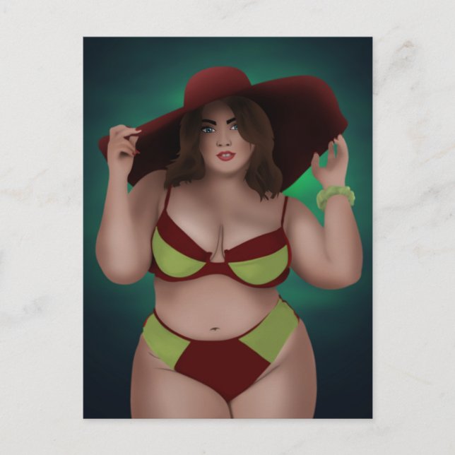 BIG HÜBSCH CHUBBY BBW ART FRAMAN BIKINI POSTCARDS POSTKARTE (Vorderseite)