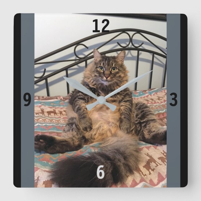 Big Huggable Clock Quadratische Wanduhr (Vorderseite)