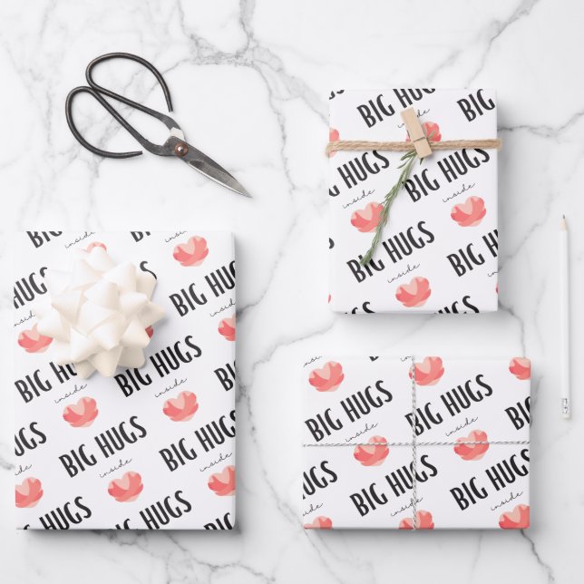 Big Hugs Inside Wrapping Paper Sheets Geschenkpapier Set (Vorderseite)