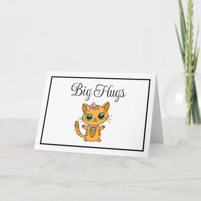 Big Hugs | Niedlich Orange Cat | Freundschaft Karte (Vorderseite)