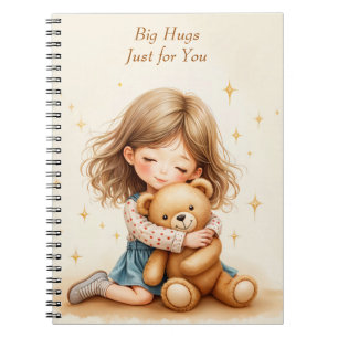 Big Hugs Niedliche Girl Hugging Teddy Bären-Blatt Notizblock