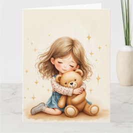 Big Hugs - Niedlicher Girl Hugging Teddy Bär Karte