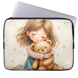 Big Hugs - Niedlicher Girl Hugging Teddy Bär Laptopschutzhülle