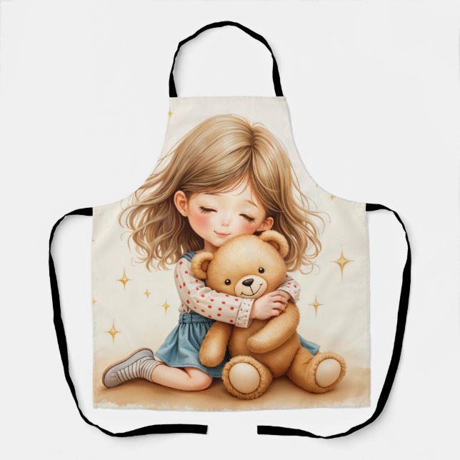 Big Hugs - Niedlicher Girl Hugging Teddy Bär Schürze (Vorderseite)