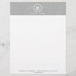 Big Initial Monogram auf Gray Linen Letterhead Briefkopf