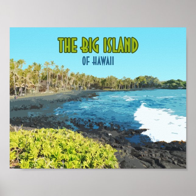 Big Island Hawaii Punalu’u Beach Vintag Poster (Vorne)