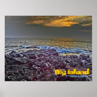 Big Island Hawaii Sonnenuntergang auf dem Felsenpo Poster
