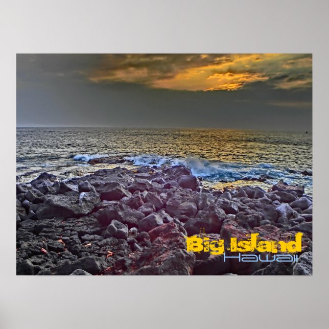 Big Island Hawaii Sonnenuntergang auf dem Felsenpo Poster (Vorne)