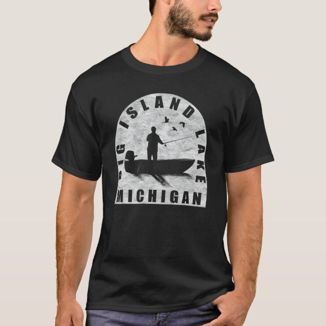 Big Island Lake Fischen Michigan T-Shirt (Vorderseite)