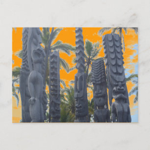 Big Island Ti Statuen Tropischer Sonnenuntergang P Postkarte