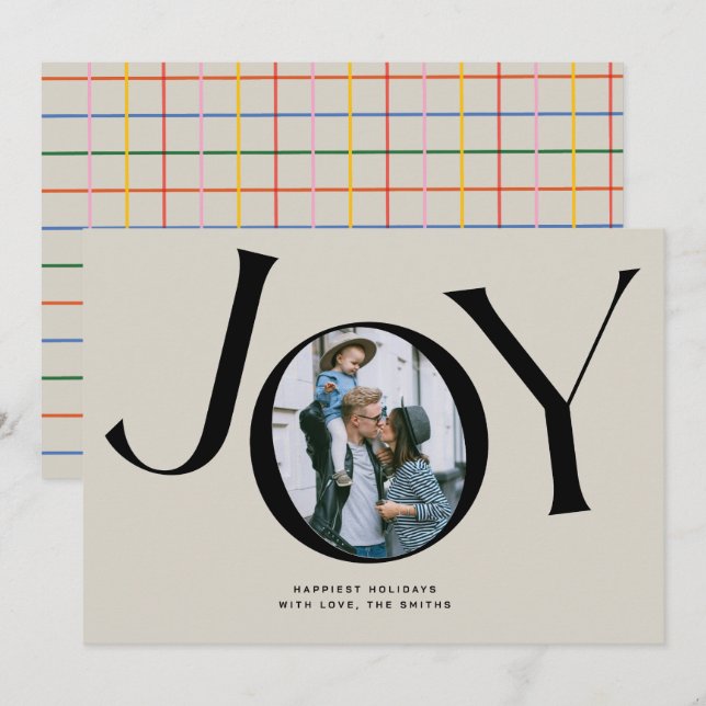 Big Joy Foto Card mit Buffalo Kariert Einladung (Vorne/Hinten)