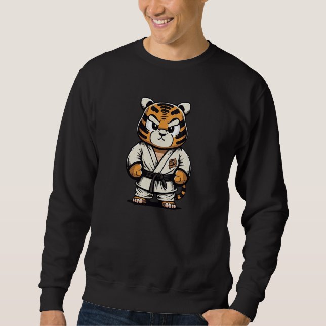 Big Karate Tiger in Keikogi Japanese Karateka Sweatshirt (Vorderseite)