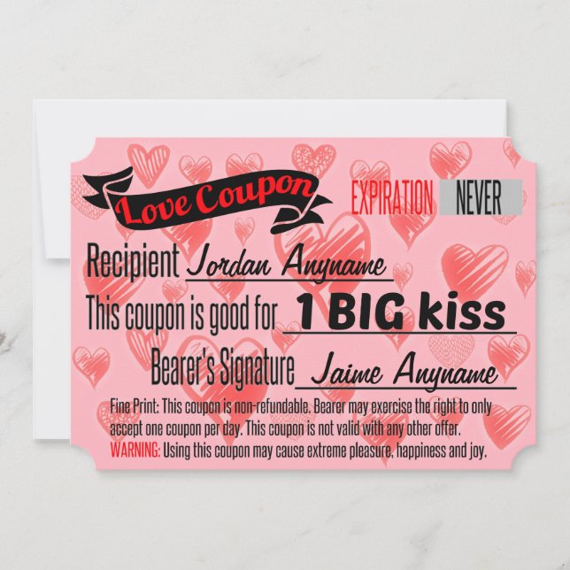 BIG KISS Liebe Coupon (Vorderseite)