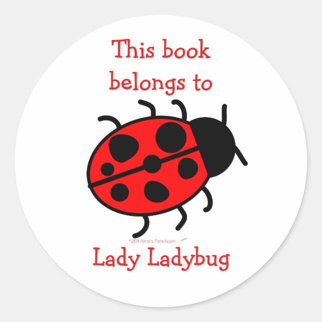 Big Ladybug Niedliches Buchzeichen Label Aufkleber (Vorderseite)