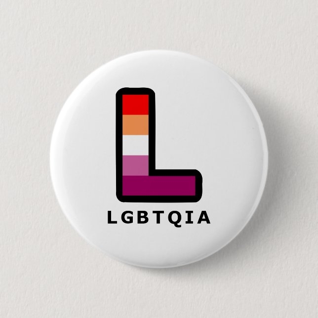 Big Lesbian L in den LGBTQIA-Flaggenfarben Button (Vorderseite)