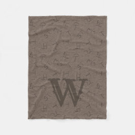 Big Letter Cattle Brand Brown Fleecedecke