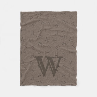 Big Letter Cattle Brand Brown Fleecedecke
